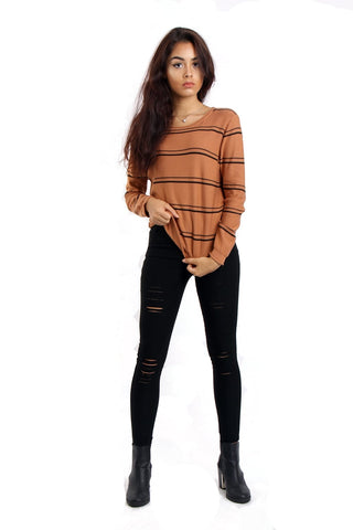 Stripe Knitted Round Neck Jumper