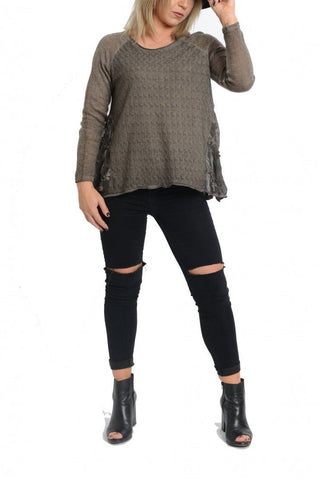 Swing Top With Floral Embroidered Side Panels