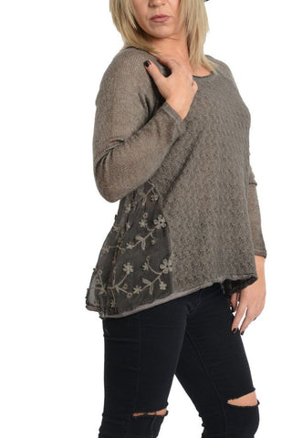 Swing Top With Floral Embroidered Side Panels