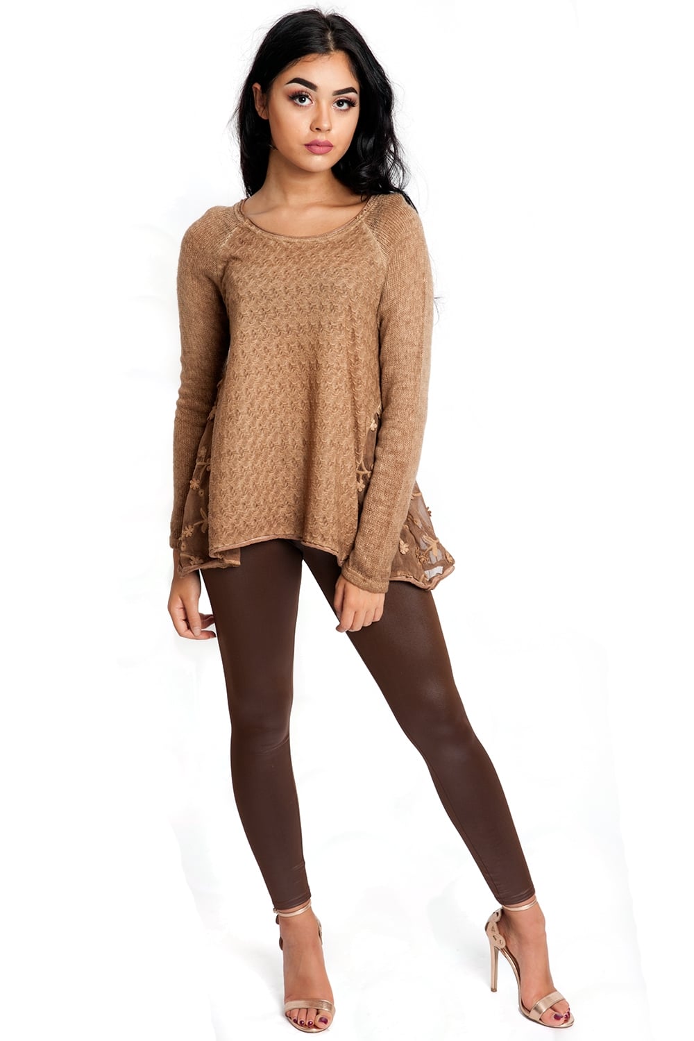 Swing Top With Floral Embroidered Side Panels