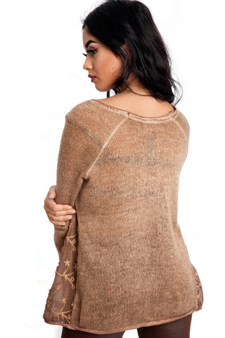 Swing Top With Floral Embroidered Side Panels