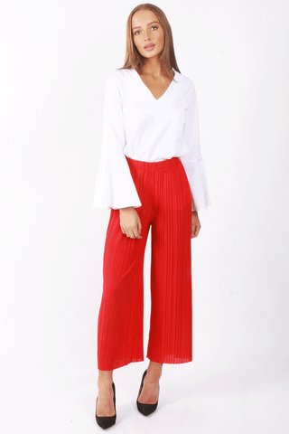 V Neck Ruffle Sleeves Flare Blouse Top