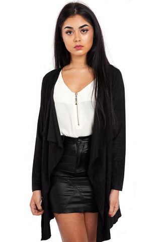 Waterfall Faux Suede Belt Jacket