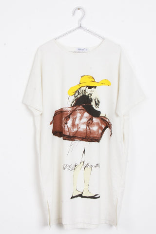Woman Illustration With Hat print T-Shirt Dress