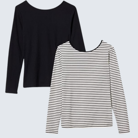 2-Pack  Slim-Fit Rib-Knit Long Sleeve Tees