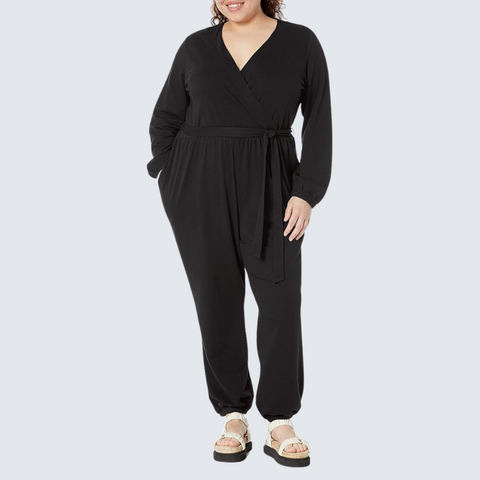 Britianmall Essentials Womens Knit Surplice Jumpsuit
