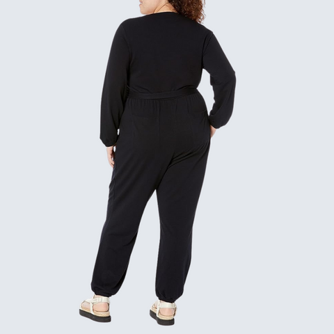 Britianmall Essentials Womens Knit Surplice Jumpsuit