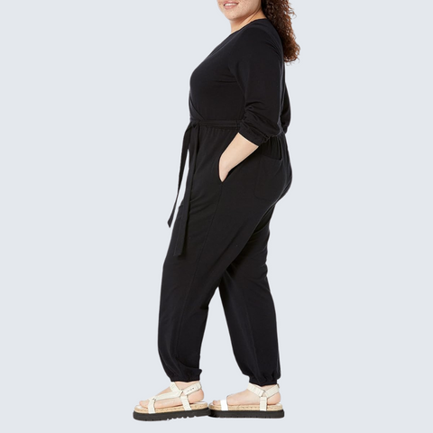 Britianmall Essentials Womens Knit Surplice Jumpsuit