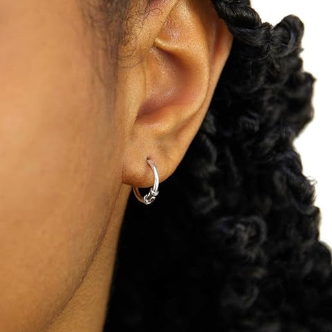Oxidised Wave Detail Creole Hoop Earrings