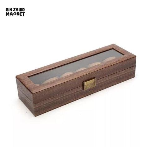 Wooden Watch Storage Box with Glass Lid