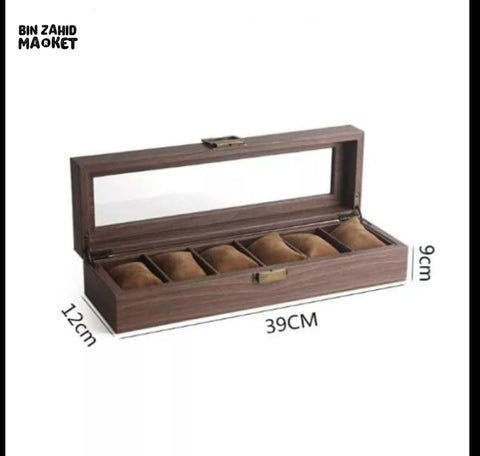 Wooden Watch Storage Box with Glass Lid