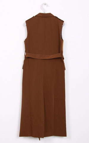 Longline Sleeveless Button Waistcoat