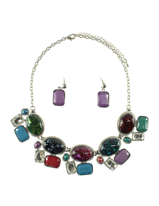 Multi-Stones Shape Necklace Set - Multi
