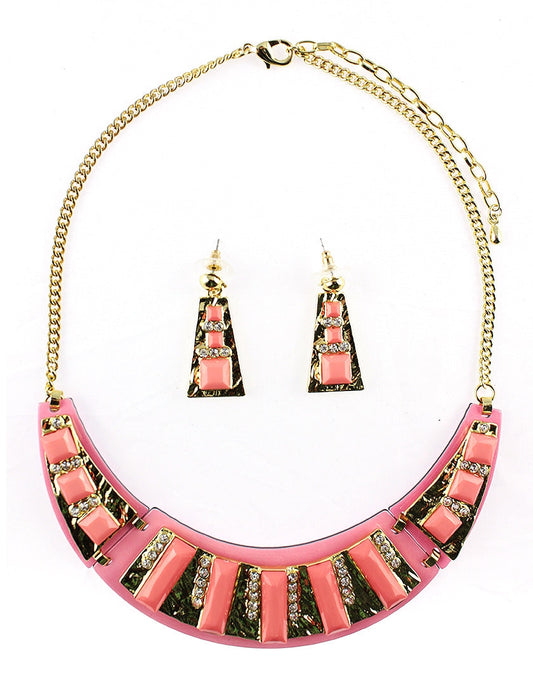 Diamante Collar Necklace - Pink