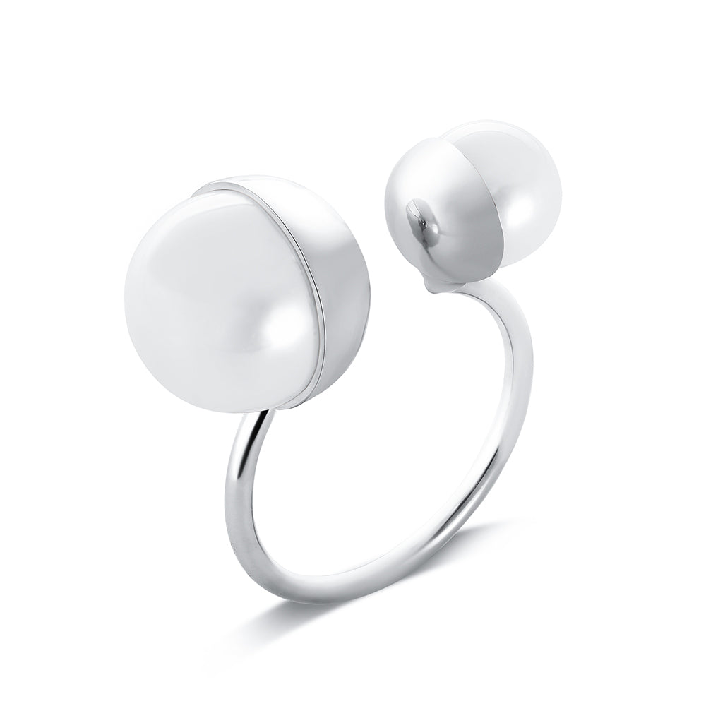 Double Faux Pearl Silver Ring