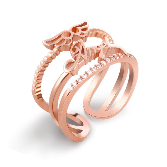 Angel Wing Design Rose Gold Ring