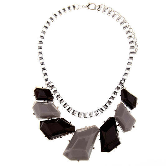 Shapes Collar Necklace - Silver-Grey