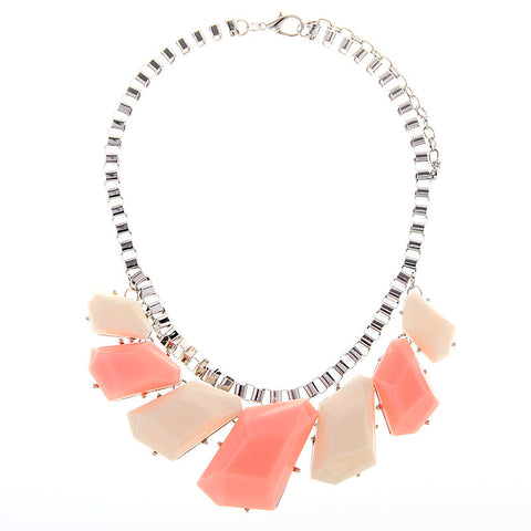 Shapes Collar Necklace - Silver-Pink