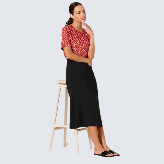 Womens Georgette Midi-Length Skirt