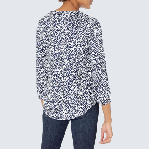 Casual 3/4 Sleeve Button Popover Shirt