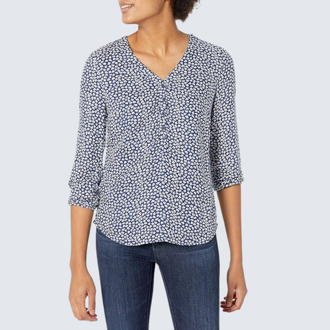 Casual 3/4 Sleeve Button Popover Shirt
