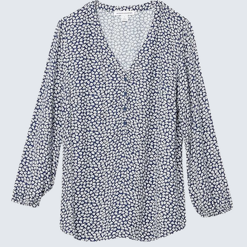 Casual 3/4 Sleeve Button Popover Shirt